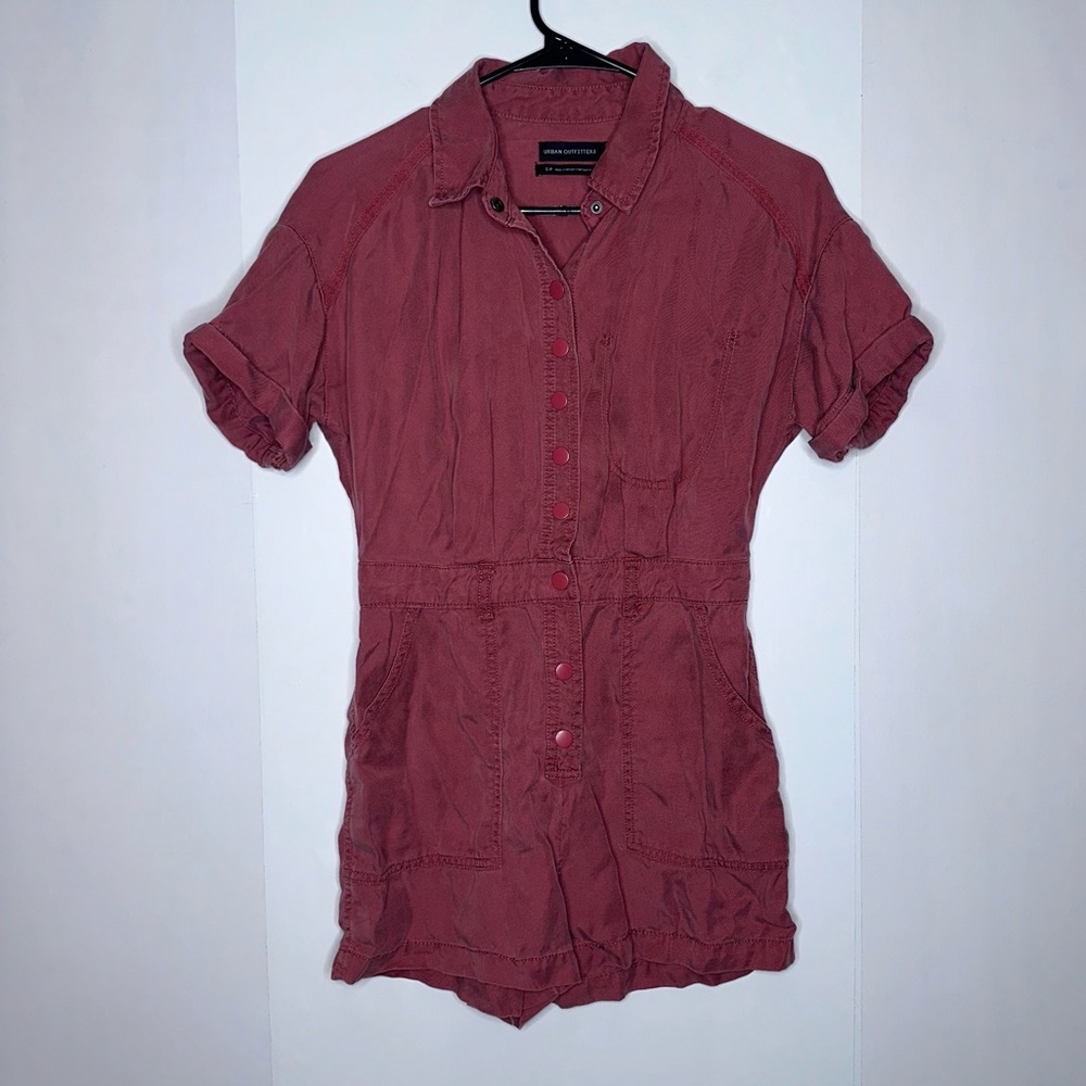 Urban outfitters red button snap short sleeve romper size small